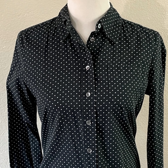 Club Monaco Navy/Indigo/White Polka Dots Button Down Shirt - Picture 1 of 8